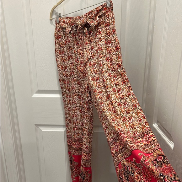 Angie Pants - Angie Red and Cream Wide Leg Pants